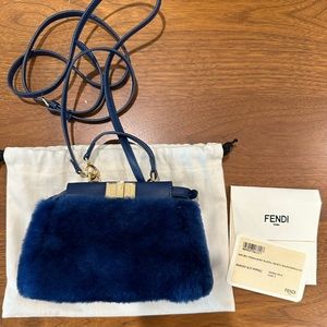 Fendi Micro Peekaboo, Shearling Nappa in Blue